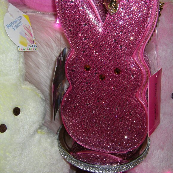 Betsey Johnson Kitsch Peeps Pink Rhinestone Bunny Rabbit Easter Crossbody Bag - Picture 4 of 16